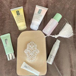 Lot 6 Clinique Lotion,Facial clenser,Serum,Scrub,Eye cream, Sample/Travel + Bag